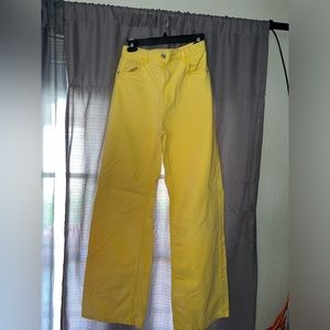 Yellow wide leg jeans